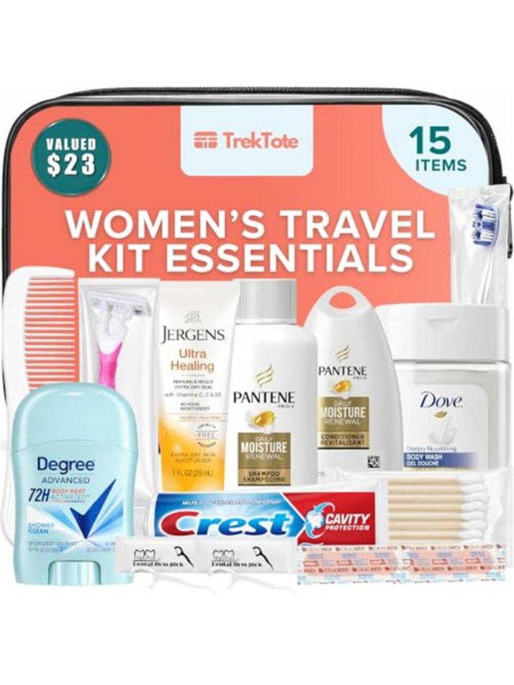 Travel Toiletry Kit TSA Approved 15 Piece Travel Size Toiletries Grooming Set